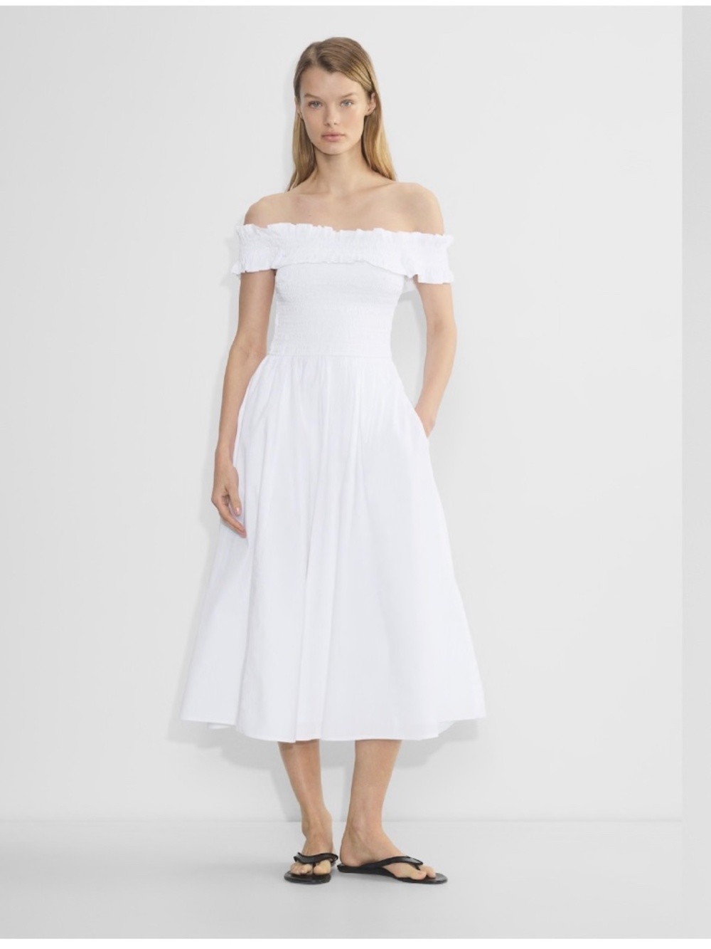 Aritizia Wilfred Becky Poplin off shoulder dress